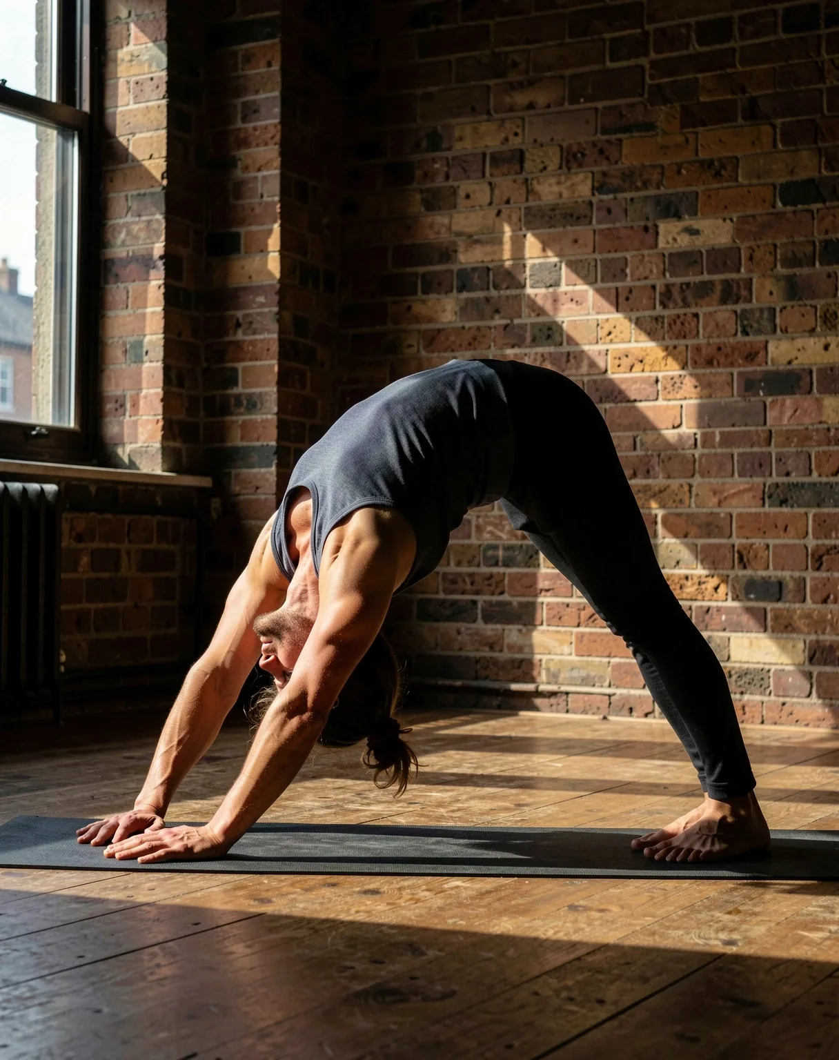 Minimalist yoga practice setting